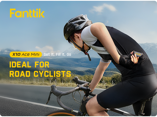 Fanttik X10 Ace Mini Tiny Bicycle Pump with Gauge, 120PSI Electric Bike Pump with Presta and Schrader Valve, Auto Stop, Fast Inflation for Road Bike, MTB, Bicycle Motocross, E-Bike