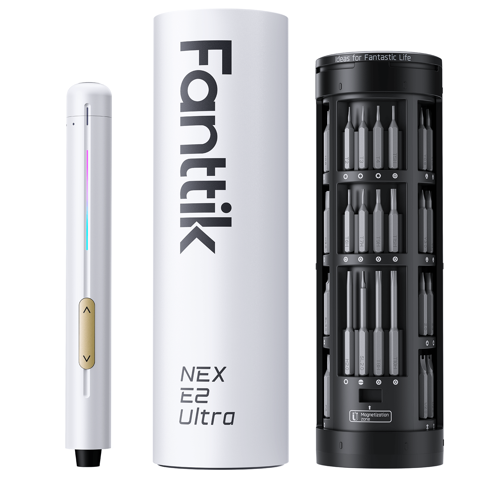 Fanttik E2 Ultra 3.7V Mini Electric Screwdriver, Electric Screwdriver Cordless, Max 0.6N.m, 50 Magnetic Bits, 5/32'' Hex, Magnetic Storage, Repair Tool for Electronics Phone Camera Laptop Appliances
