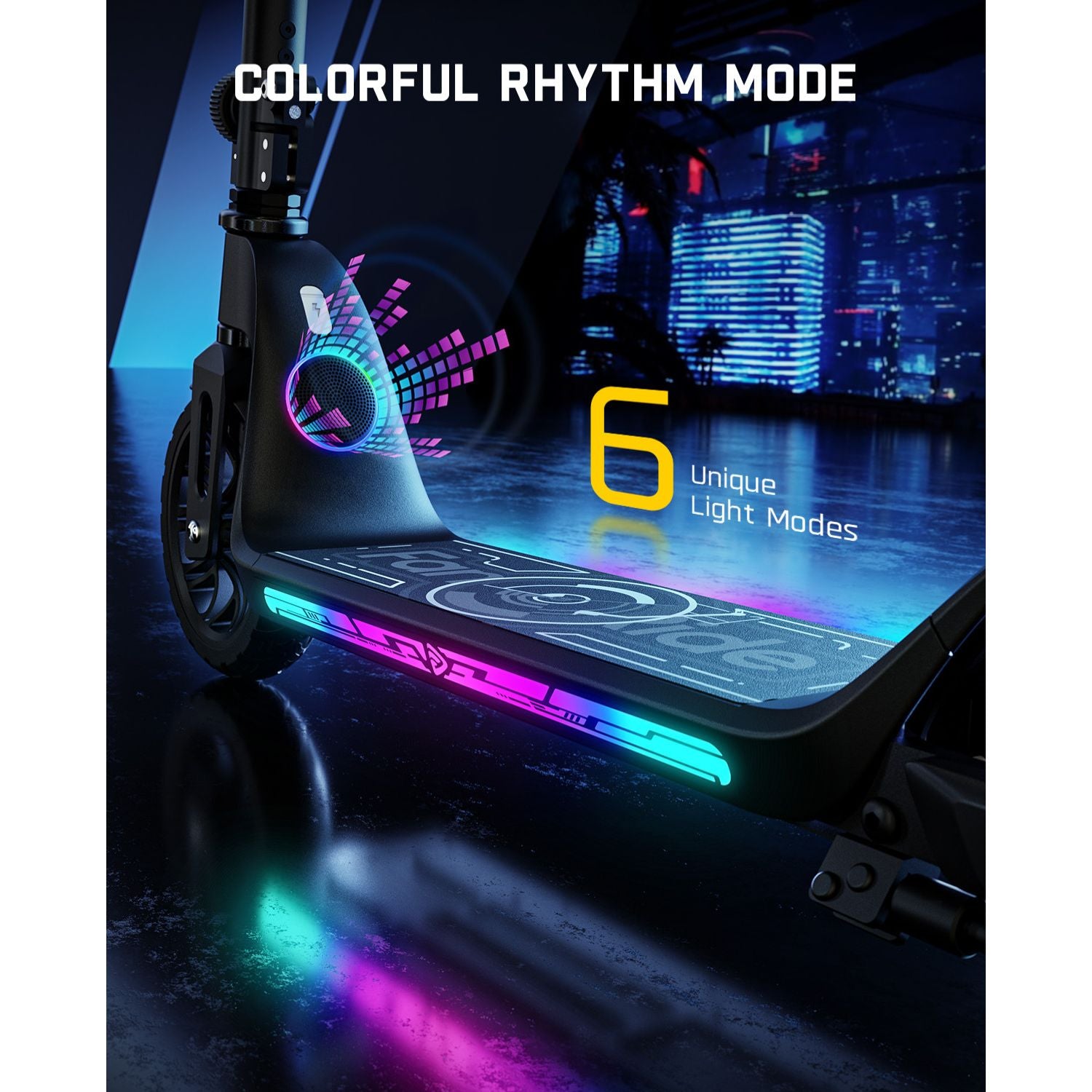 Fanttikride C10 Apex Electric Scooter for Kids,Bluetooth Music Speaker, LED Display, 5/8/10 MPH, 6.5 Miles Range, Height Adjustable, Type C Charging, Foldable Electric Scooter, 3.9-5.2 ft