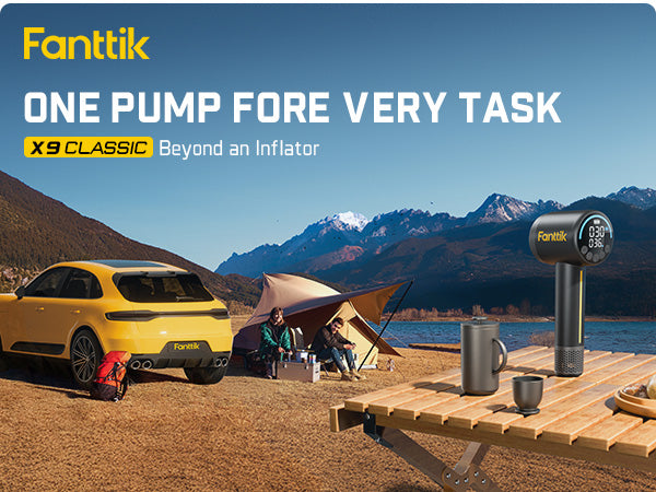 Fanttik X9 Classic Portable Tire Inflator, Jet-Inflate/Deflate Air Compressor with Light and Power Bank, 150PSI Cordless Air Pump for Car, Motorcycle, Bike, Ball, Air Mattress, Kayak, Swimming Ring