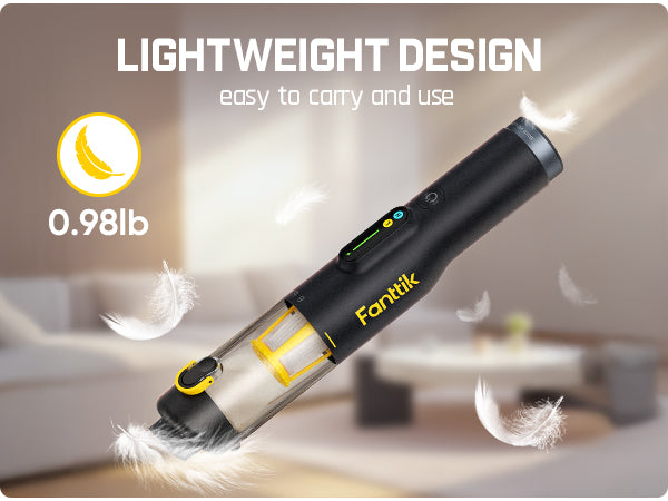 Fanttik Slim V10 Lite Cordless Handheld Vacuum, 0.98lb Lightweight with All-in-One Base Design, 12000Pa Suction & Smart LED Light, Portable Mini Vacuum Cleaner for Kitchen Table, Sofa, Car