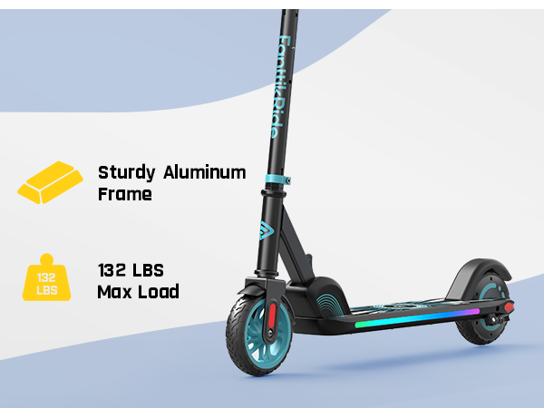 FanttikRide C9 Apex Electric Scooter for Kids Ages 8-12, Bluetooth Music Speaker, Colorful Rainbow Lights, 5/8/10MPH, 5 Miles Range, Adjustable Height, Foldable, Gift for Teens up to 132 lbs, Pink