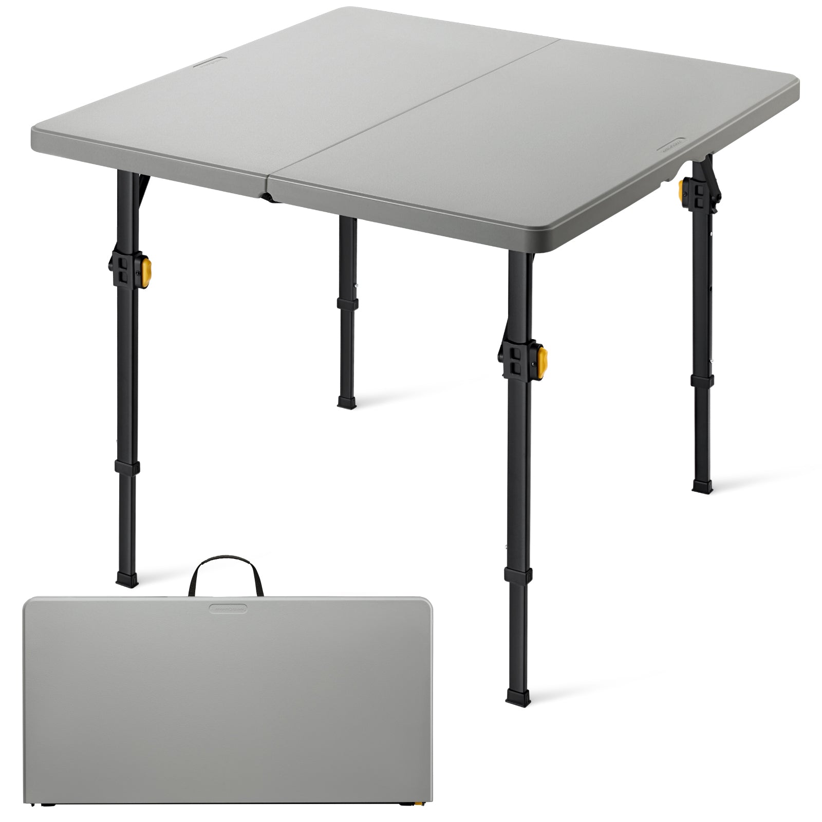 FanttikOutdoor 34" Square Folding Card Table, Two Heights Adjustable, Max Load 300 lbs, Portable Table with Lock Button, for Indoor/Outdoor, Home, Parties, Picnics, Puzzle