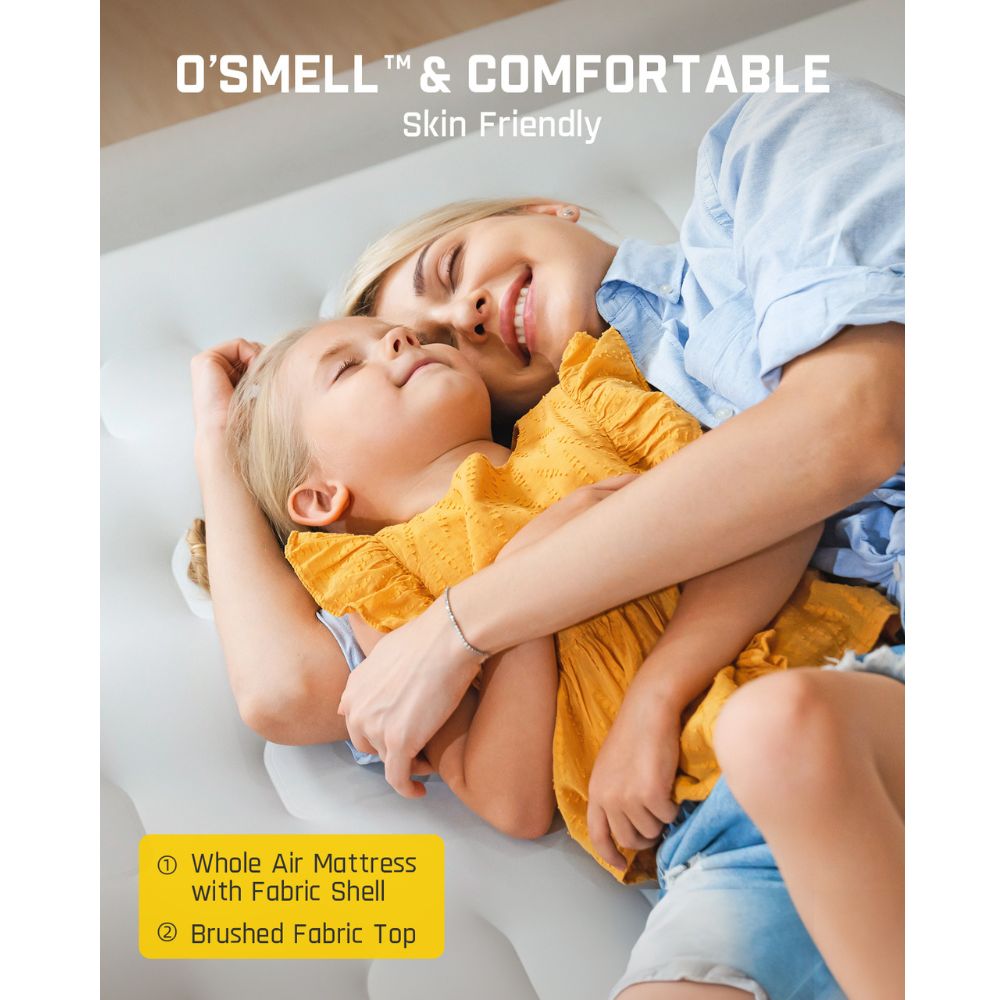 Fanttik OQ22 Pro Air Matress Queen with Built-in Pump, 22 Inches O'Smell™ PVC Air Mattress, One Button Inflation and Stop at Any Time, 720 LBS Support Airbed for Home,Outdoors,Sleepover