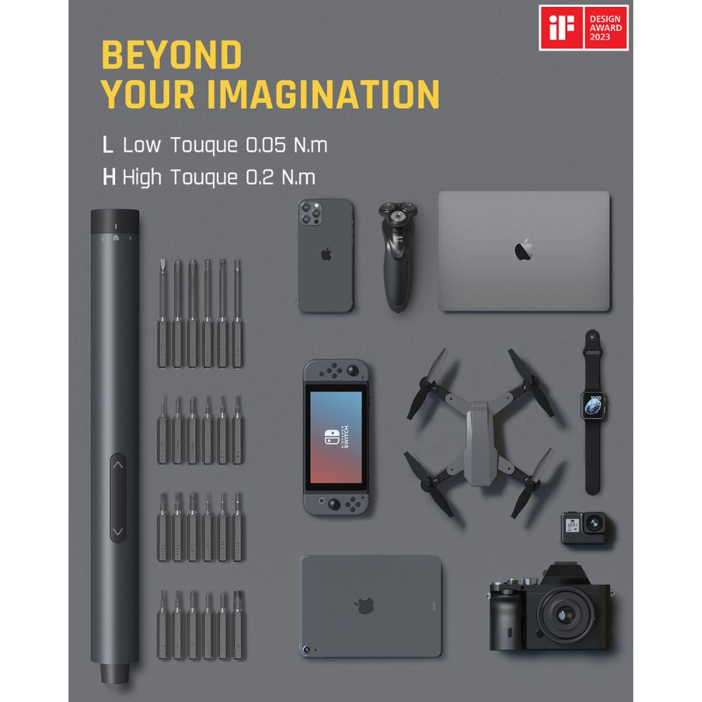 Fanttik E1 MAX Precision Electric Screwdriver, Precision Screwdriver Set with 50 Magnetic Precision Bits, 2 Gears Torque, Cordless, Repair Tool Set for Phone Camera Laptop Watch