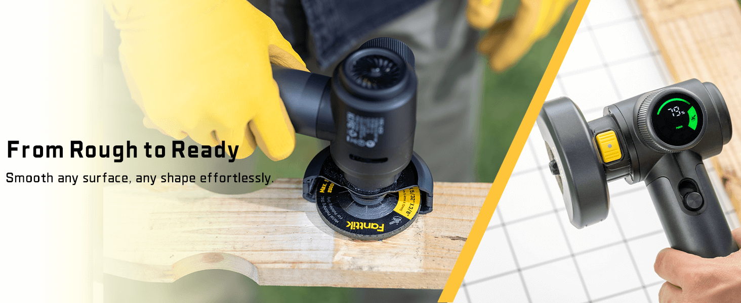 Fanttik M10 ACE Cordless Angle Grinder Brushless, 3 Inch Compact Cut Off Tool with LED Display, 3 Variable Modes, Double Security, Type-C Fast Charging, 10000RPM Mini Cutter with 4 Blades