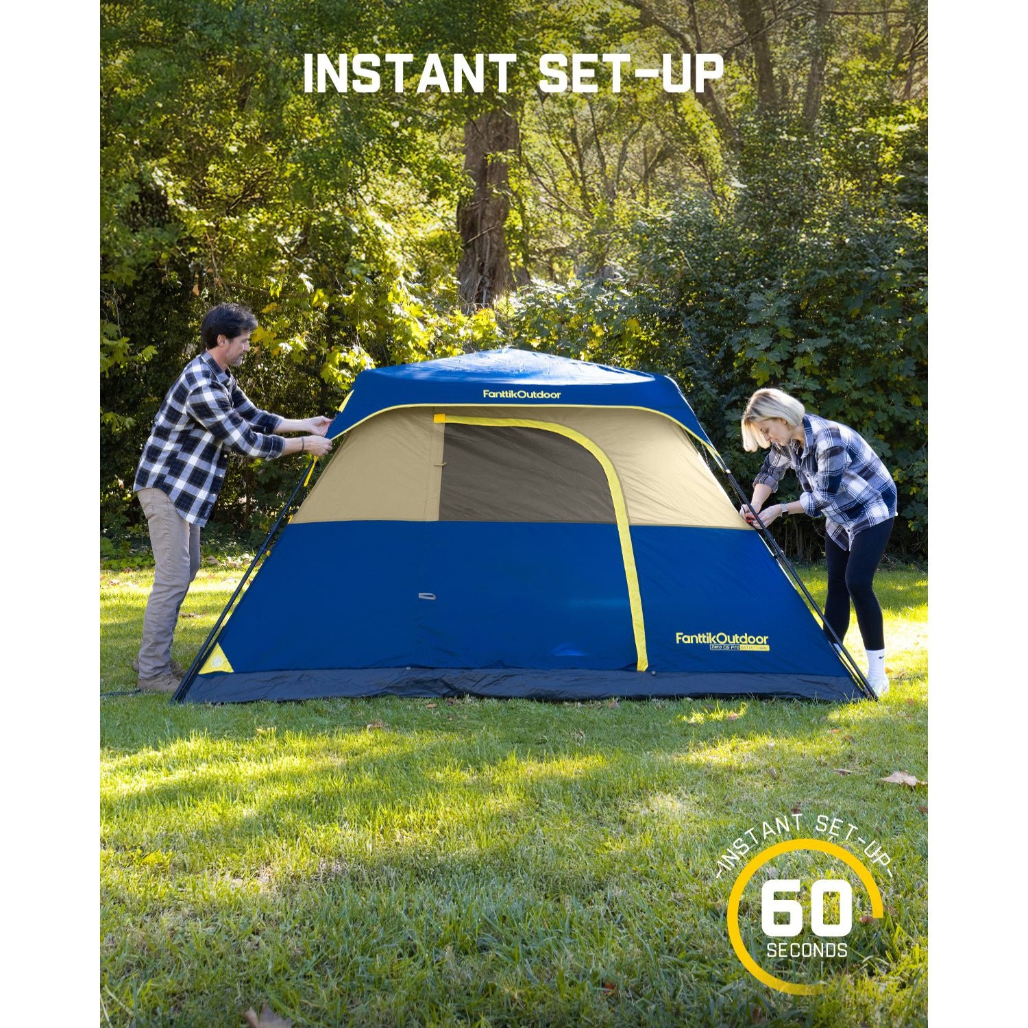 FanttikOutdoor Zeta C6 Pro Camping Tent 6 Person Instant Cabin Tent Setup in 60 Seconds with Rainfly & Windproof Portable Tent with Carry Bag for Family Camping & Hiking