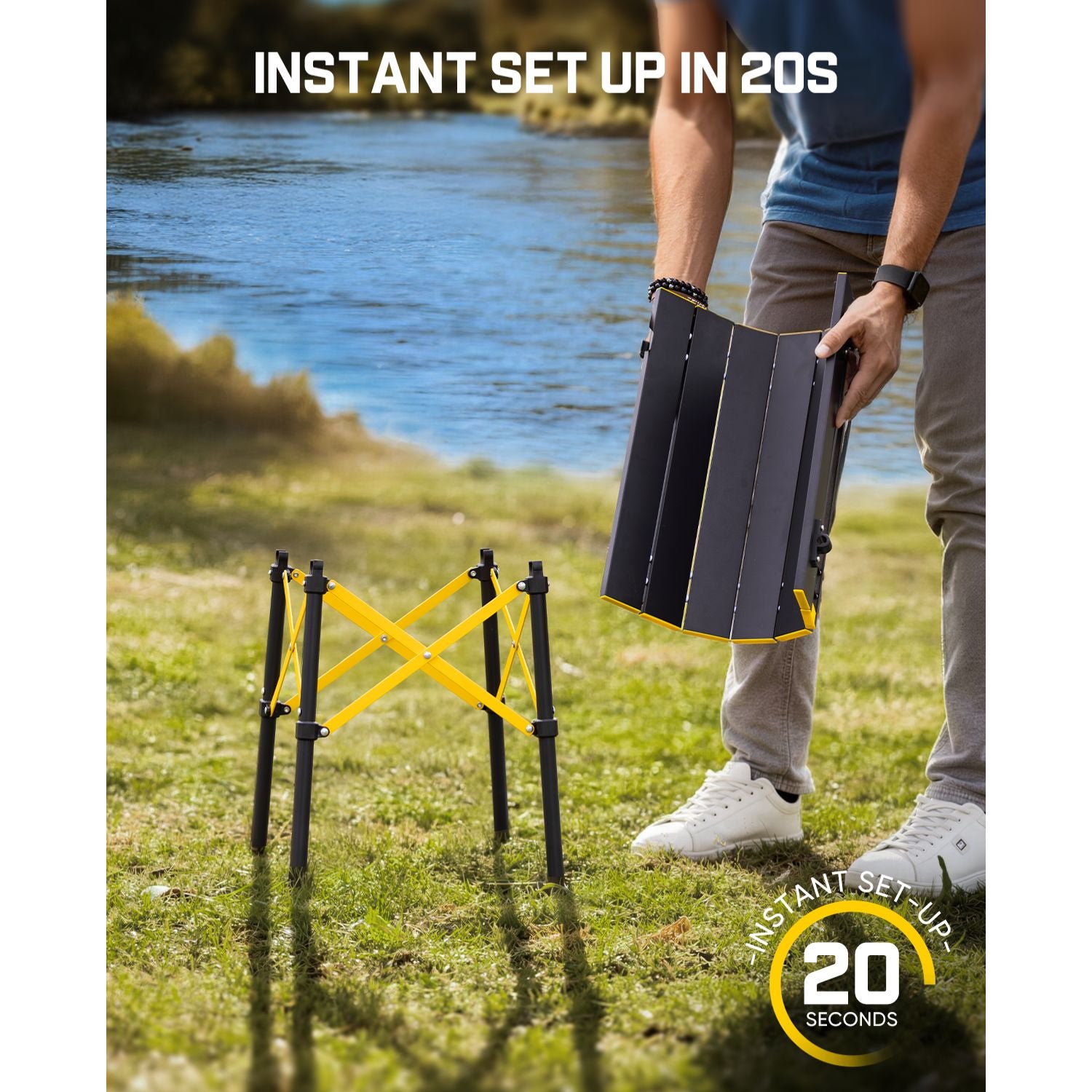 FanttikOutdoor Zeta V11 Pro Camping Table, instant setup in 20 seconds.