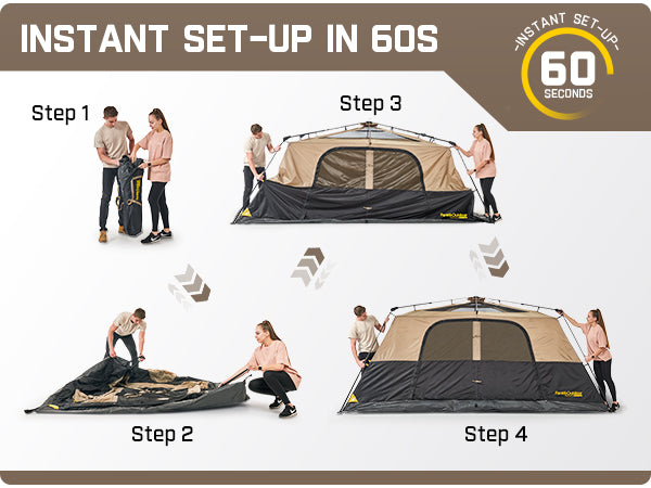 FanttikOutdoor Zeta C10 Pro Instant Cabin Tent 10 Person Camping Tent Setup in 60 Seconds with Rainfly & Windproof Tent with Carry Bag for Family Camping & Hiking, Upgraded Ventilation