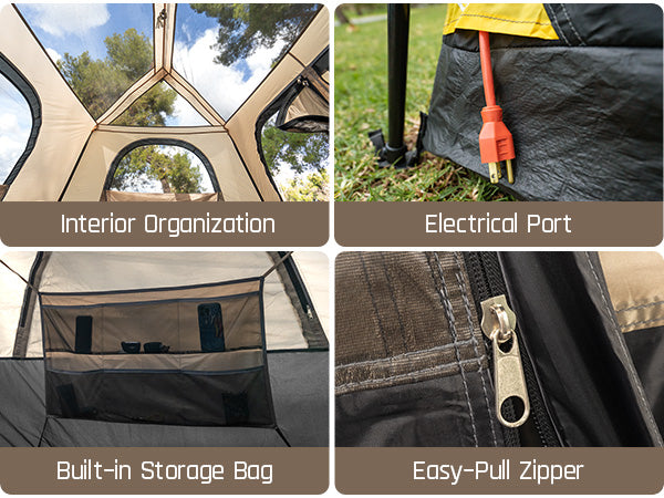 FanttikOutdoor Zeta C6 Pro Max Instant Cabin Tent 6 Person Camping Tent Setup in 60 Seconds with Rainfly & Windproof Tent with Carry Bag for Family Camping & Hiking, Upgraded Tent