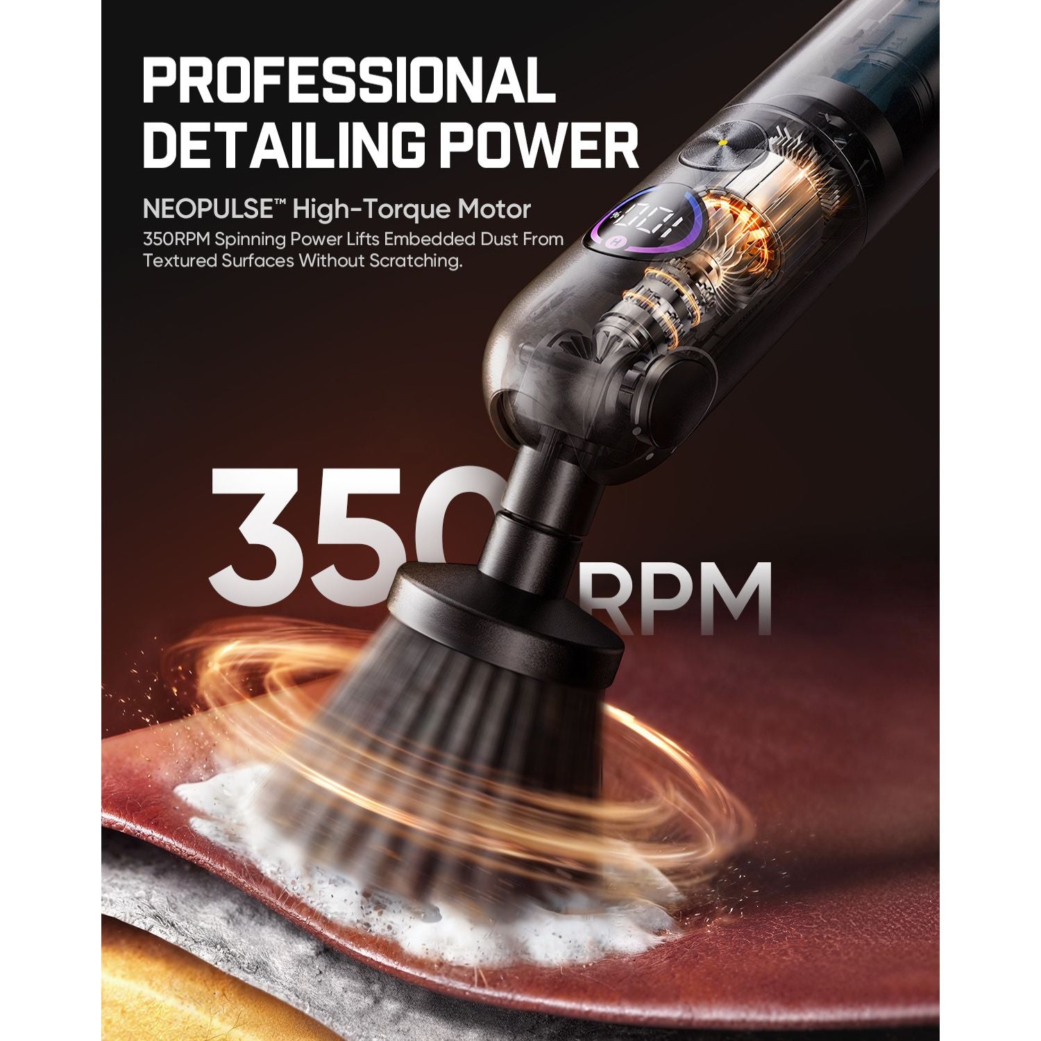 Fanttik Flip G10 Nano AutoCare Cordless Electric Scrubber, Dual-Speed with 8 Brush Heads, Adjustable Angle & Smart Display, IPX7 Waterproof for Deep Car Cleaning