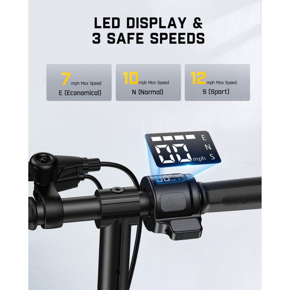 FanttikRide T9 Electric Scooter for Teenage Kids, 7/10/12 MPH, Visible Battery Level, Height Adjustable and Foldable, Electric Scooter for Kids 13+, The Best Gift for Kids