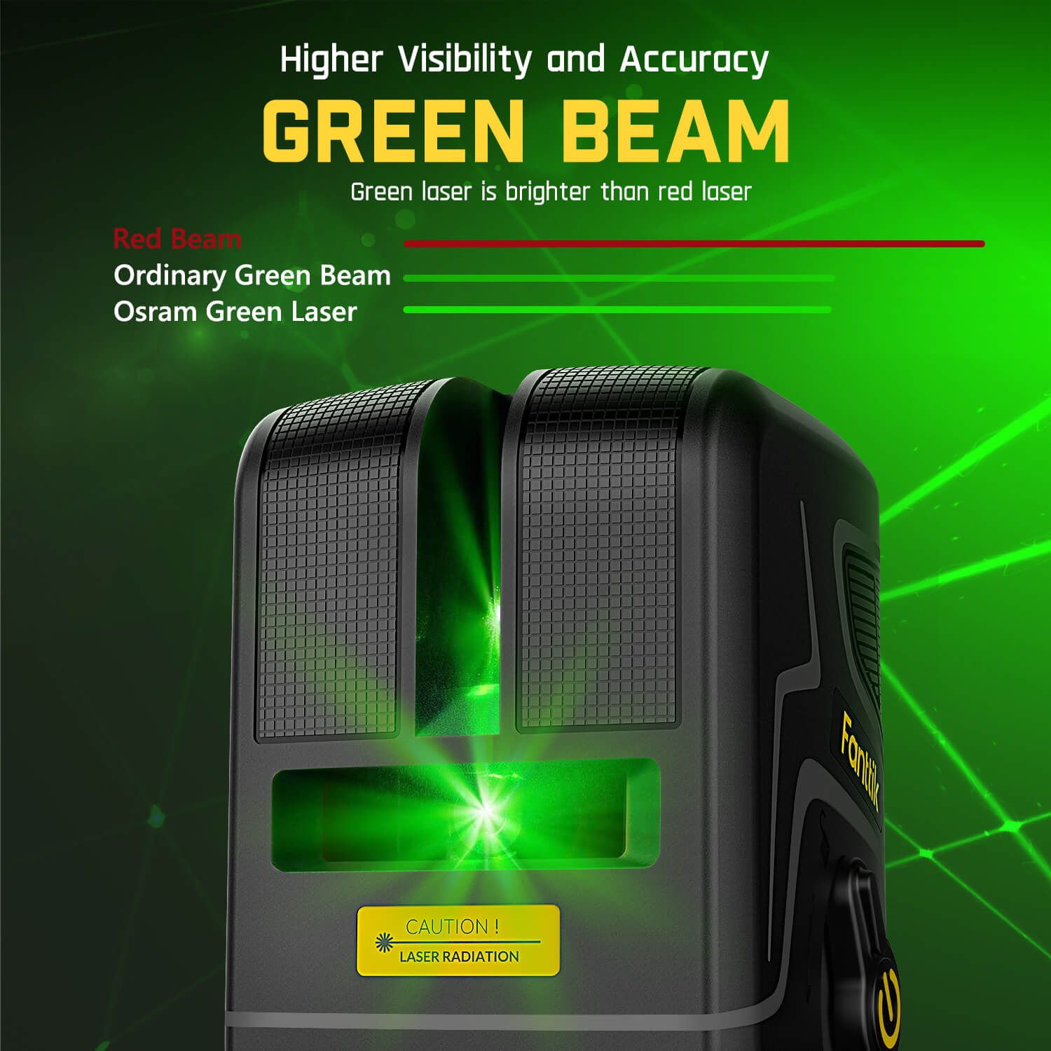 Fanttik D2 PLUS Cross Line Laser, Vertical Green Beam Spread Covers of 130°, DIY Self-leveling Mode, 2600mAh Built-in Rechargeable Battery, 100Ft Visibility, Pulse Mode, Class II (<1 mW max output)
