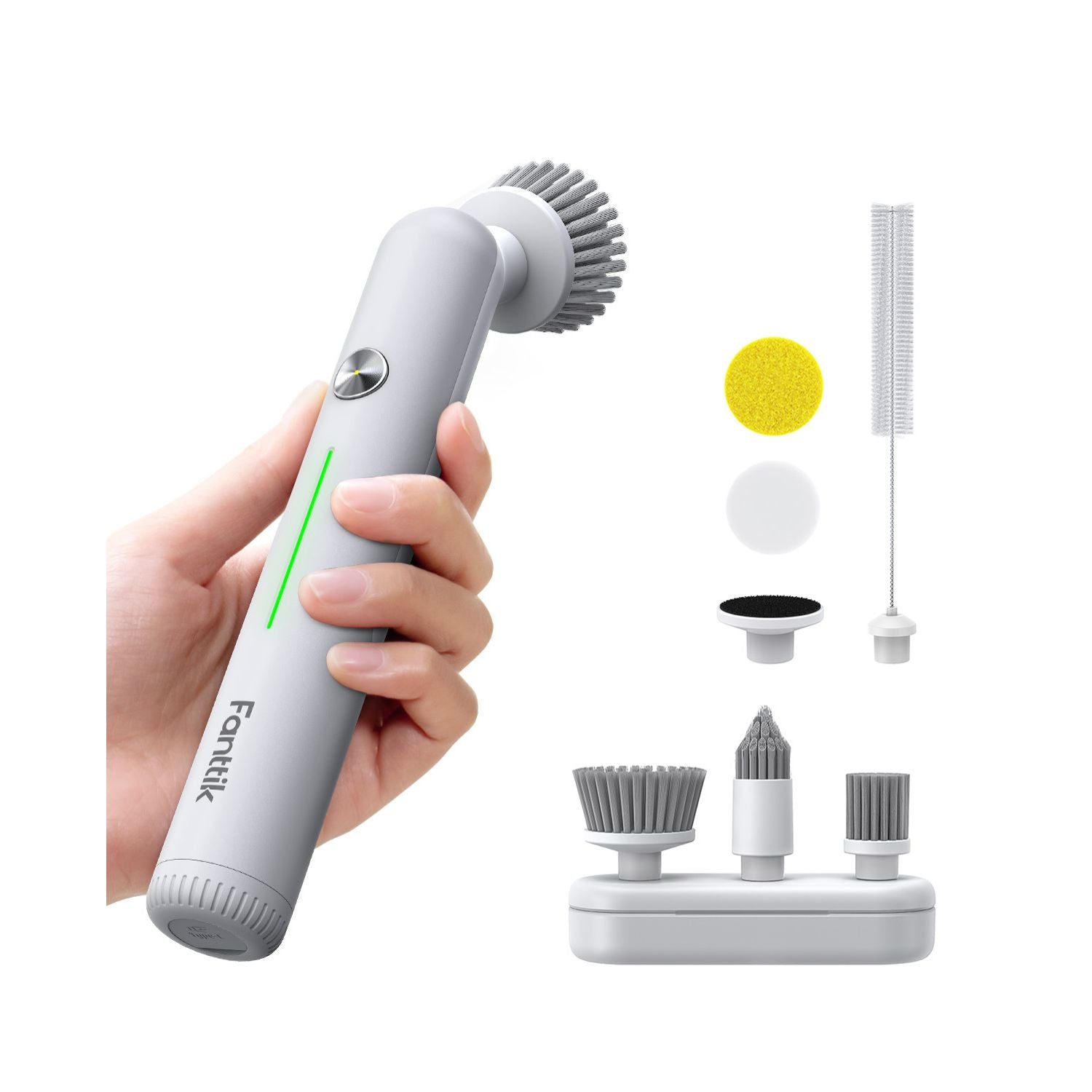 Fanttik G9 Nano Electric Spin Scrubber, Cordless Power Grout Brush, Type-C Fast Charging with LED Power Display, IPX7 Waterproof, 8 Replaceable Heads for Cleaning Grout, Tile, Shower, Tub