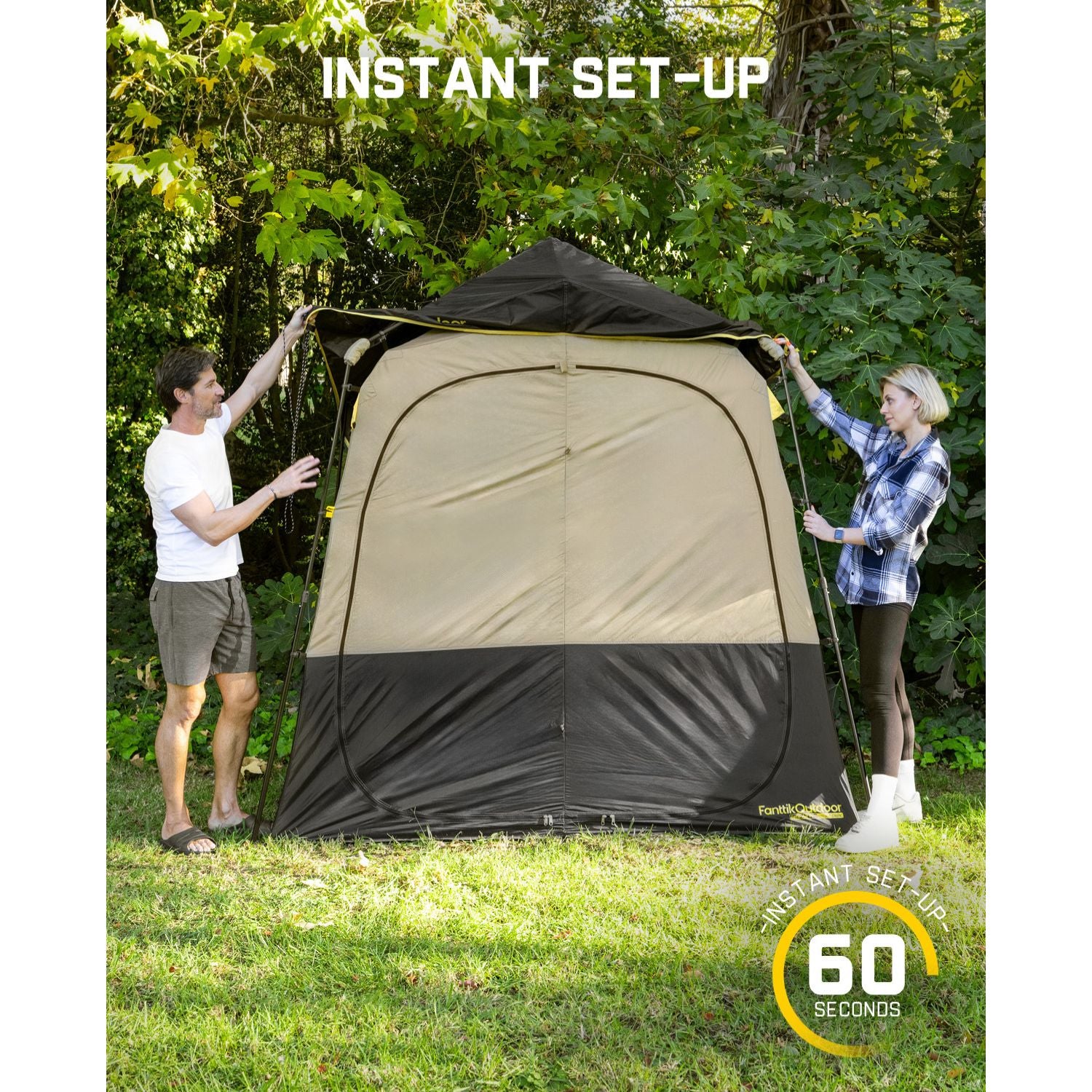 FanttikOutdoor Zeta A2 Pro shower tent set up in seconds by a couple
