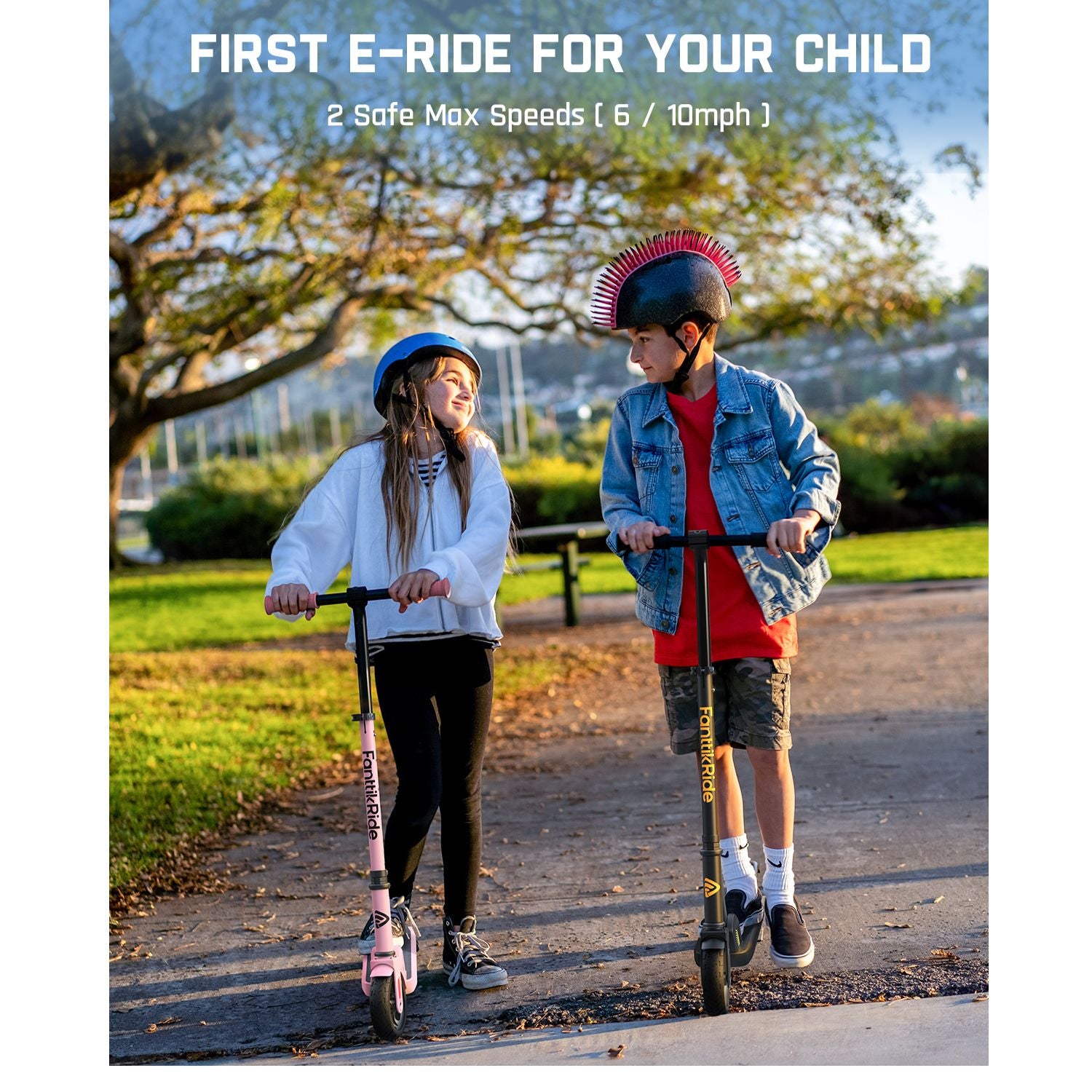 FanttikRide C9 Electric Scooter for Kids Ages 8-12, 6/10MPH, 5 Miles Range, LED Display, Adjustable Height, Foldable, Rubber Wheels, Lightweight, Gifts for Boys and Girls up to 132 lbs
