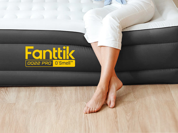 Fanttik OQ22 Pro Air Matress Queen with Built-in Pump, 22 Inches O'Smell™ PVC Air Mattress, One Button Inflation and Stop at Any Time, 720 LBS Support Airbed for Home,Outdoors,Sleepover