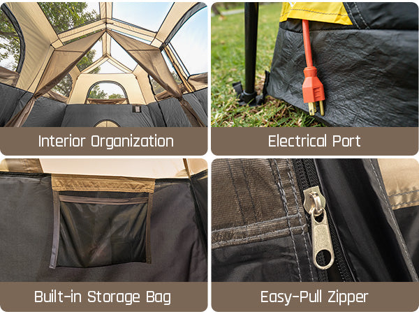 FanttikOutdoor Zeta C8 Pro Max Instant Cabin Tent 8 Person Camping Tent Setup in 60 Seconds with Rainfly & Windproof Tent with Carry Bag for Family Camping & Hiking, Upgraded Tent