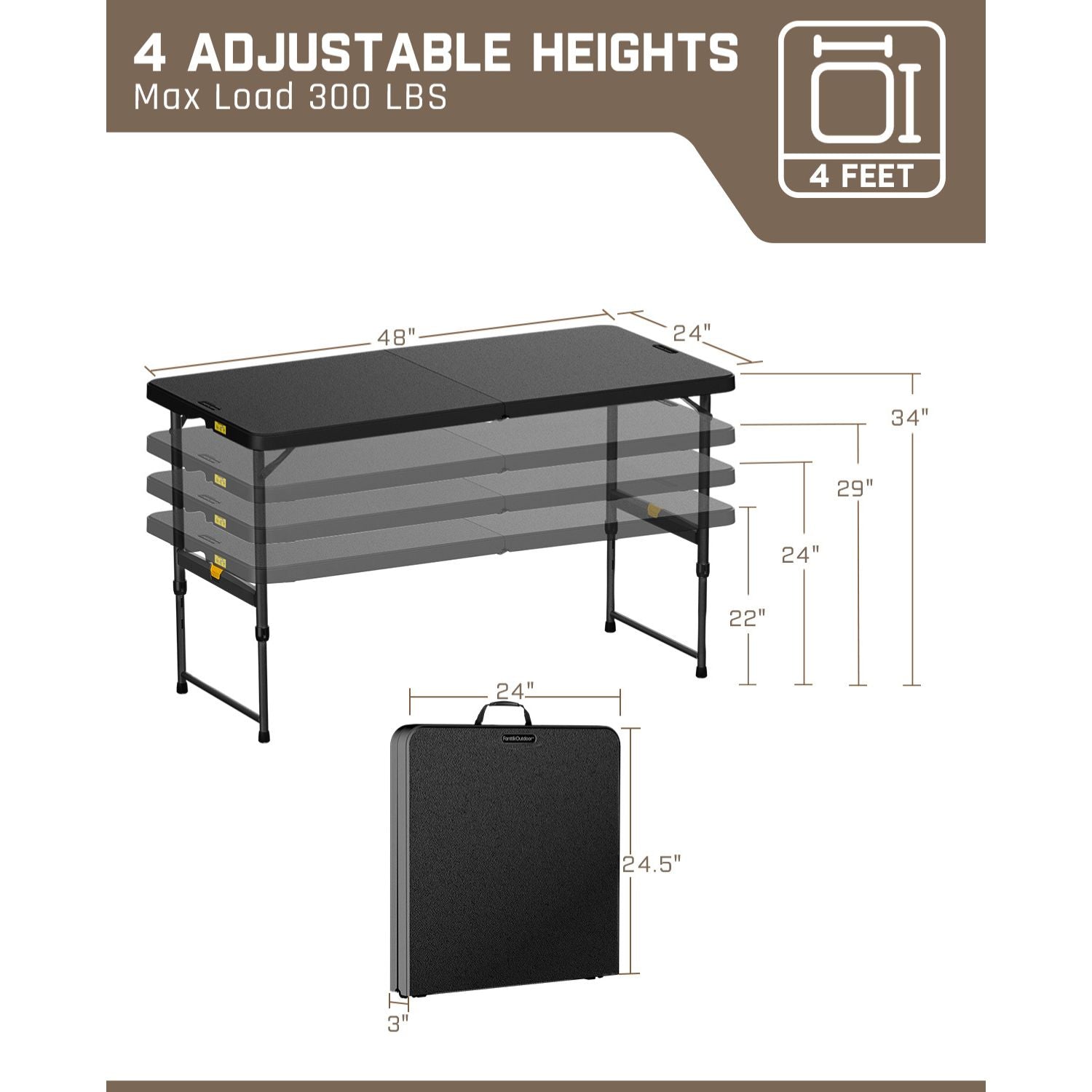 FanttikOutdoor Zeta X4 Pro 4ft Portable Folding Table