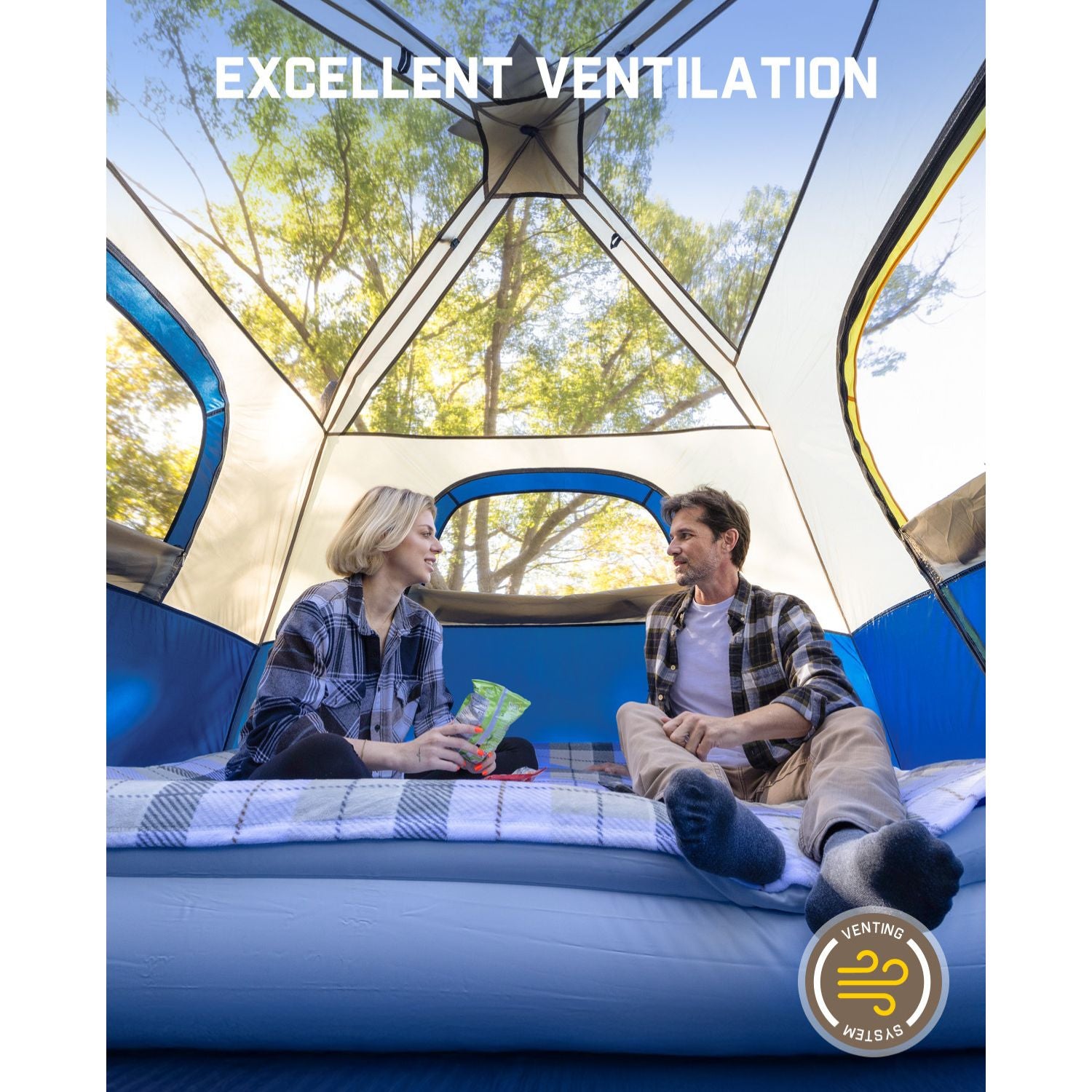 FanttikOutdoor Zeta C4 Pro Camping Tent 4 Person Instant Cabin Tent Setup in 60 Seconds with Rainfly & Windproof Portable Tent with Carry Bag for Family Camping & Hiking