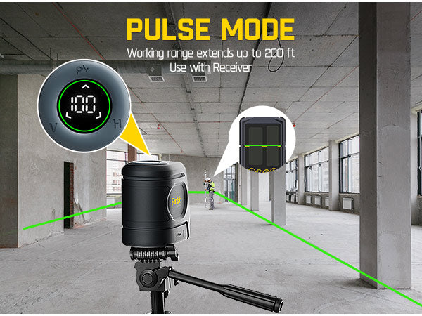Fanttik D2 PRO Laser Level, Self-leveling Laser Level with LED Screen, 200ft Outdoor Green Cross Line, 130° Vertical Beam Spread Cover, 2600mAh Built-in Rechargeable Battery, 360° Magnetic Base