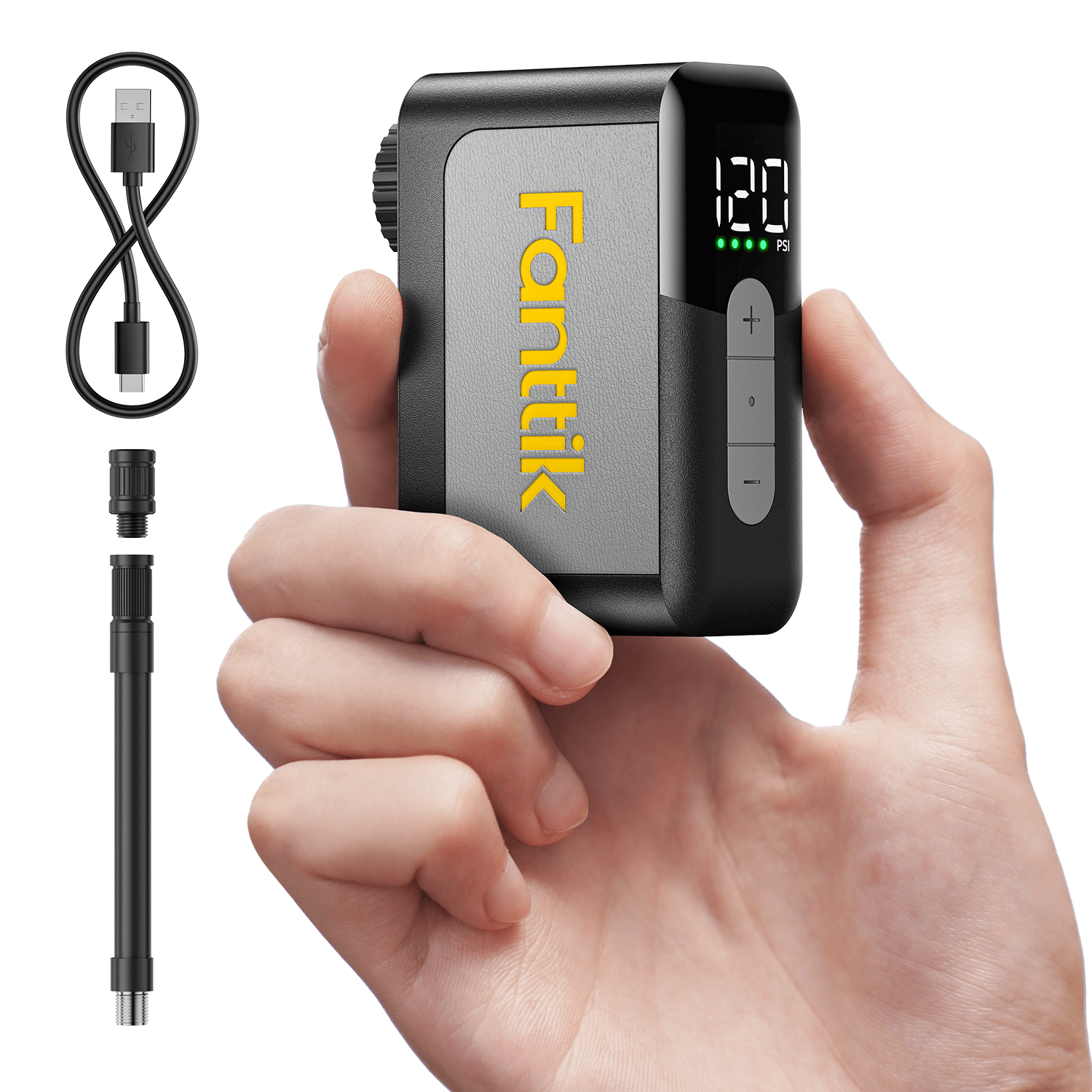 Fanttik X10 Ace Mini Tiny Bicycle Pump with Gauge, 120PSI Electric Bike Pump with Presta and Schrader Valve, Auto Stop, Fast Inflation for Road Bike, MTB, Bicycle Motocross, E-Bike