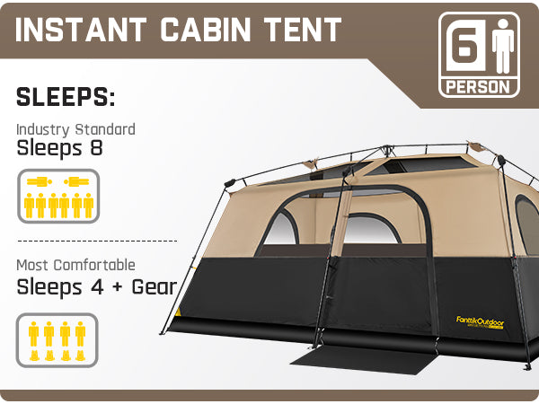 FanttikOutdoor Zeta C8 Pro Max Instant Cabin Tent 8 Person Camping Tent Setup in 60 Seconds with Rainfly & Windproof Tent with Carry Bag for Family Camping & Hiking, Upgraded Tent