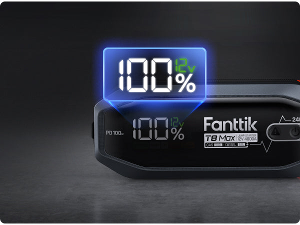 Fanttik T8 MAX 4000 Amp Jump Starter, Smart Detection Display