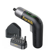 A Fanttik L2 Pro Cordless Electric Screwdriver with a digital display, yellow 'Fanttik' branding, and a set of screwdriver bits in a charging dock, shown on a white background.