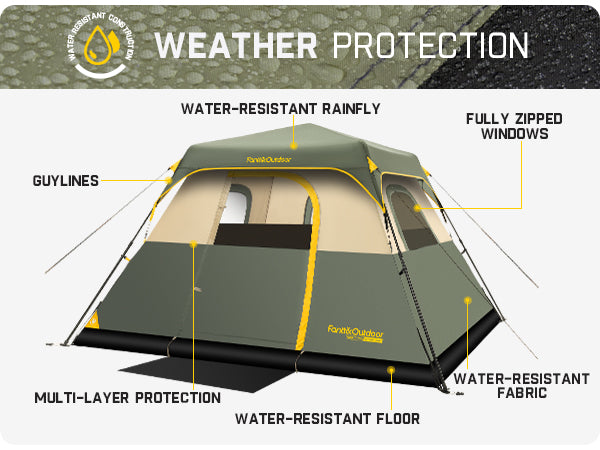 FanttikOutdoor Zeta C4 Pro Camping Tent 4 Person Instant Cabin Tent Setup in 60 Seconds with Rainfly & Windproof Portable Tent with Carry Bag for Family Camping & Hiking