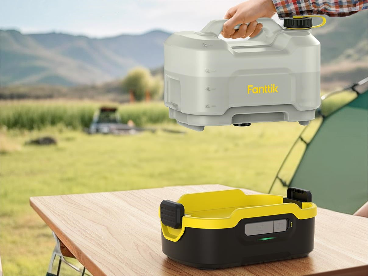 Fanttik NB8 Nano Portable Spray Washer with 8L Water Tank, Portable Camping Shower Pump, Retractable Spray Gun, 2600mAh Battery, IPX5, 72-98PSI, for Patio Garden, Camping Shower and Pet Cleaning