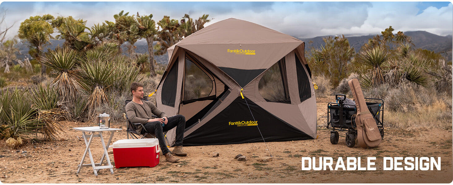 FanttikOutdoor Alpha C4 Ultra Instant Cabin Tent 4 Person Pop Up Camping Tent Setup in 60 Seconds Portable Hub Tent with Rainfly & Windproof for Outdoor Camping & Overlanding