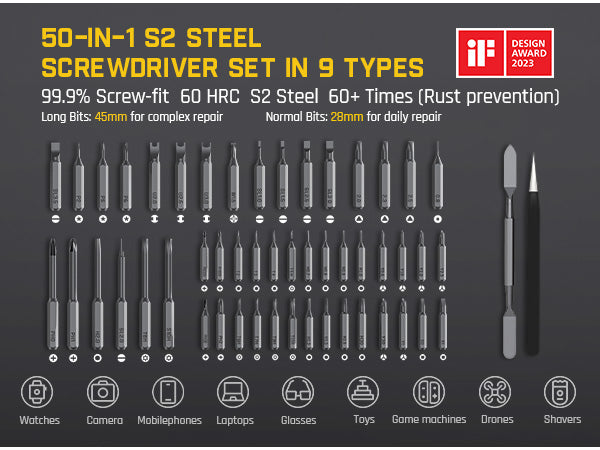 Fanttik E1 Max 3.7V Mini Electric Screwdriver, Precision Electric Screwdriver, 50-in-1 Magnetic Bits