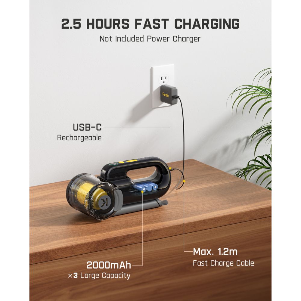 Fanttik DynamicClean™ V10 Mate Pivoting Cordless Handheld Vacuum, 14kPa/40AW, 2.5H Fast Charge, 16.9 oz Large Dustcup, 100W Brushless Motor& LED Light, Portable Vacuum for Car Home Cleaning