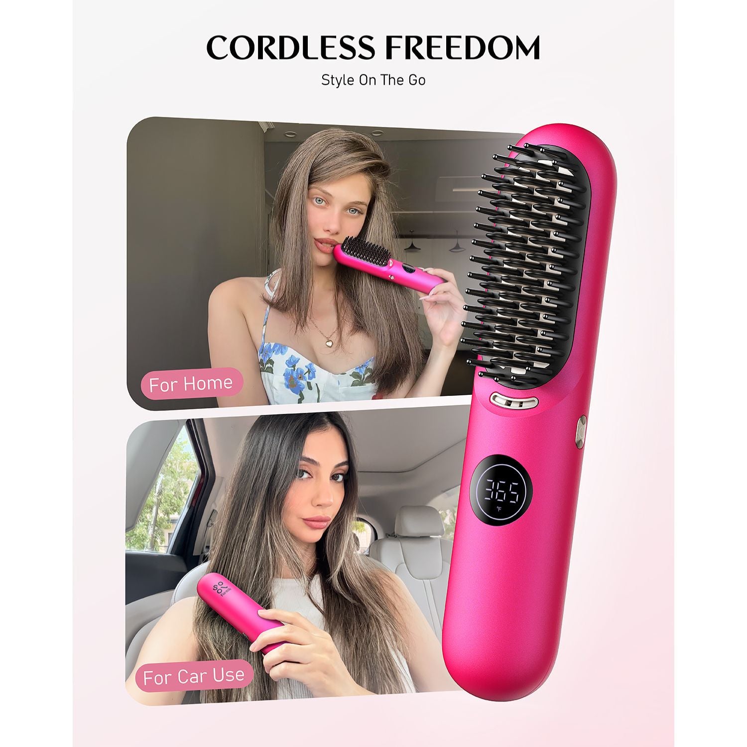 FanttikSolo I10 Apex Hair Straightener Brush-Pink
