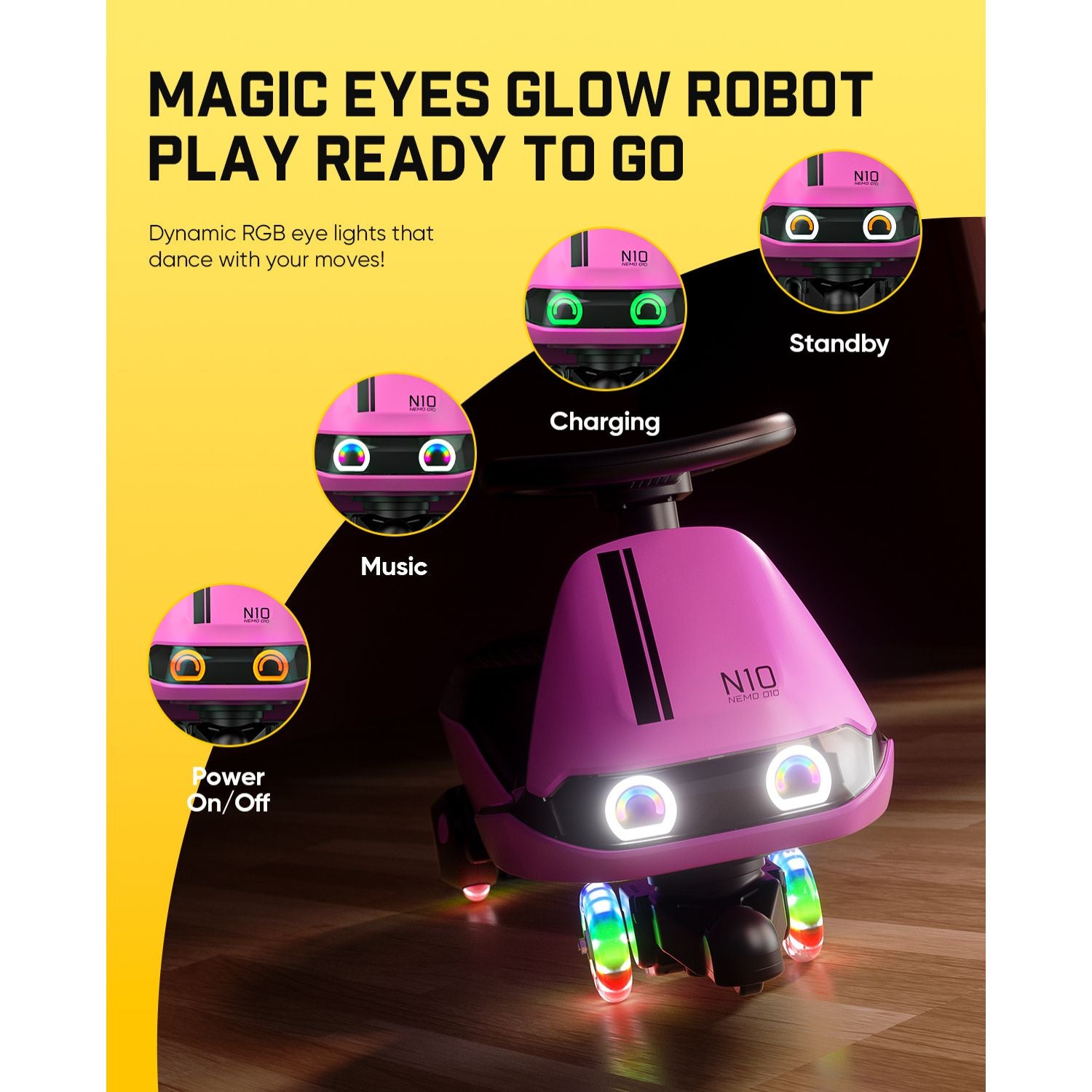 FanttikRide N10 Classic 6V Electric Wiggle Car with Pedal-PINK