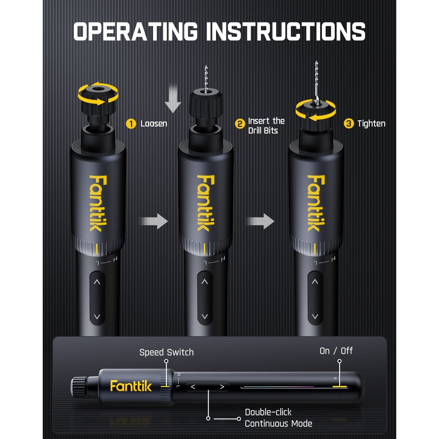 Fanttik K2 Nano 3.7V Power Drill, Mini Precision Electric Driver, 20 Drill Bits, 800mAh Rechargeable, Tool Kit for DIY Projects Shell, Plastic, Resin Keychain, PCB, Aluminum Plate