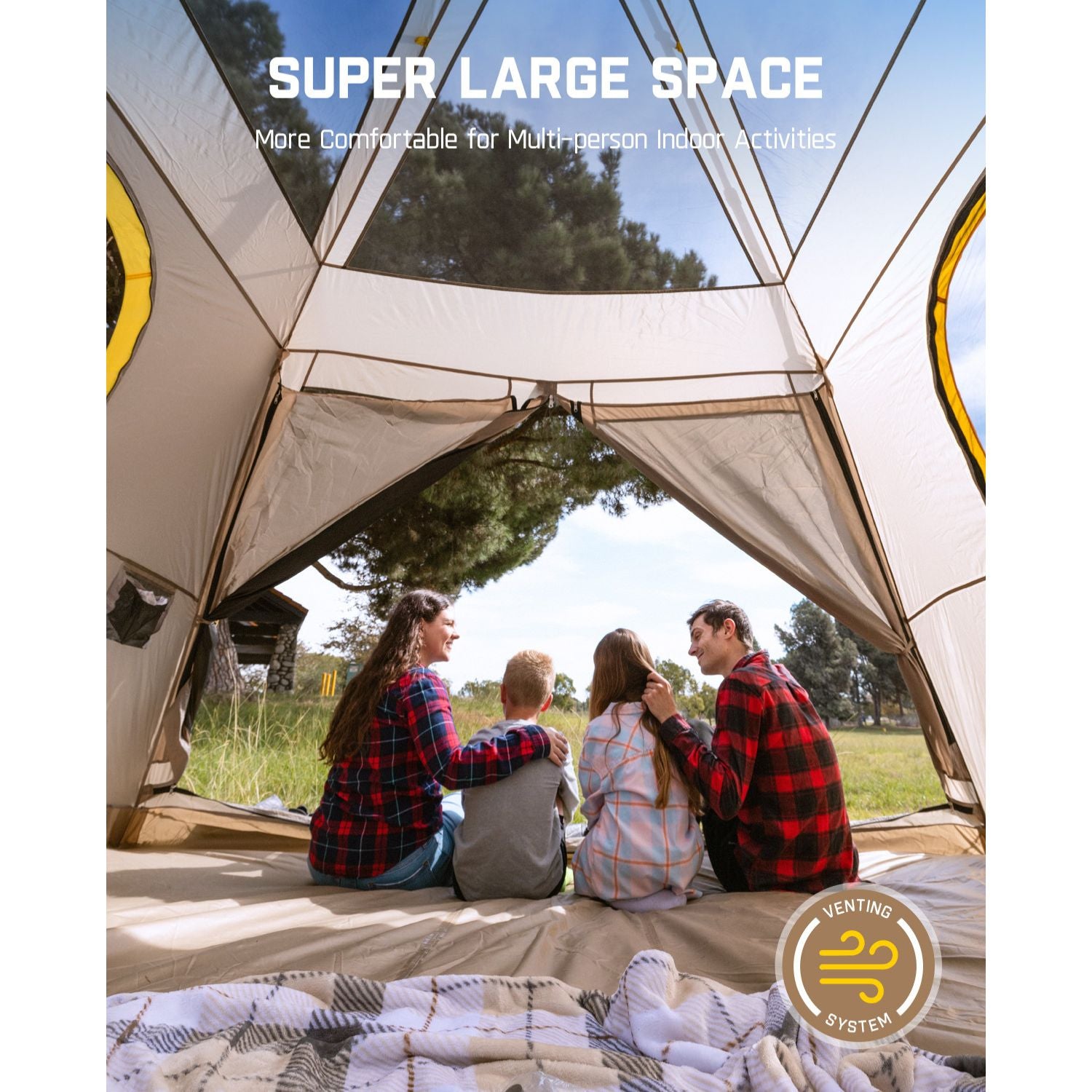 FanttikOutdoor Camping Tent, Lightweight 8 Person Instant Cabin Tent Setup in 60 Seconds with Rainfly & Windproof, Portable with Carry Bag for Family Camping & Hiking, Upgraded Ventilation