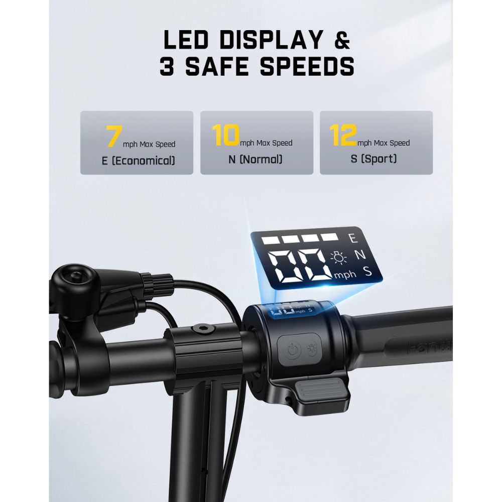 FanttikRide T9 Apex Electric Scooter for Kids 13+ 200W Motor, LED Colorful Lights with Bluetooth Music Speaker, 7/10/12 MPH Digital Display, Adjustable Height, Foldable E-Scooter for Teens