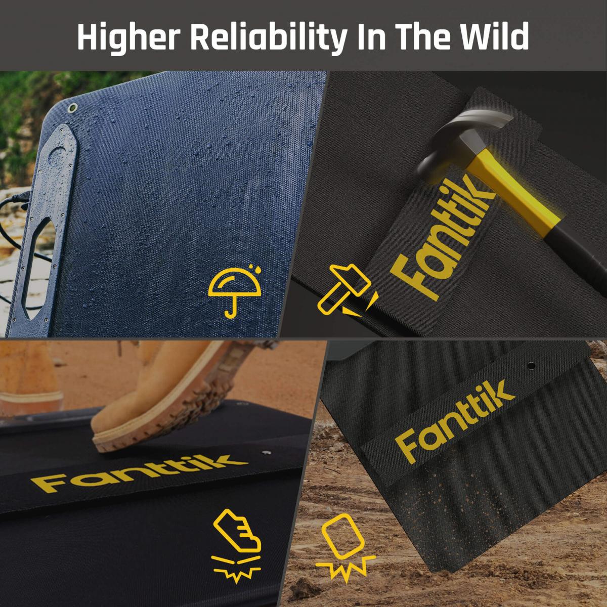 Fanttik Solar Panel has 23% High Solar Conversion Efficiency for EVO 300 Power Station, Foldable Solar Panel Kit with Adjustable Kickstand, Splash-Proof IP65 for Outdoor Camping RV