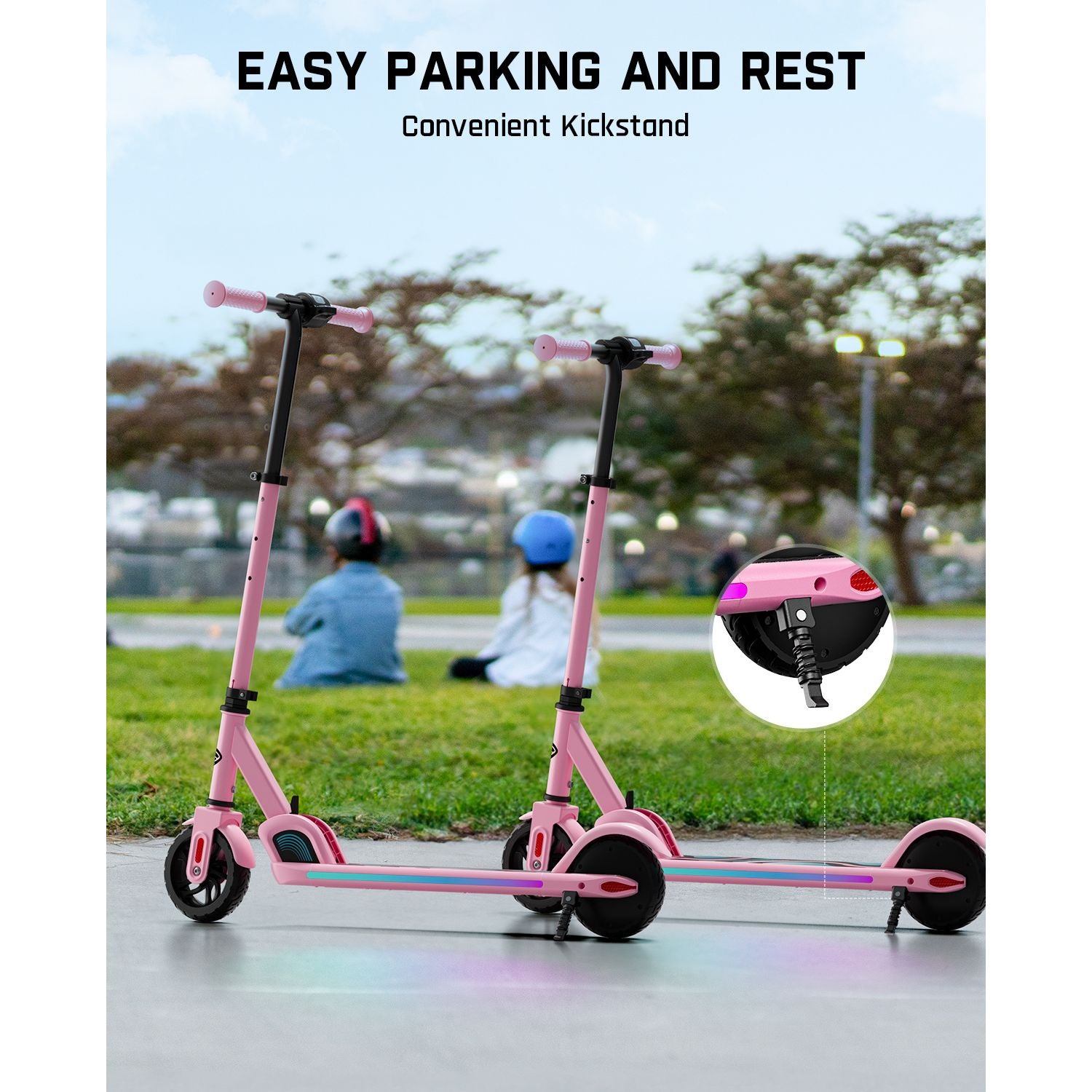 FanttikRide C9 Pro Electric Scooter for Kids Ages 8-12, Colorful Rainbow Lights, 5/8/10MPH, 5 Miles Range, LED Display, Adjustable Height, Foldable, Gifts for Boys and Girls up to 132 lbs