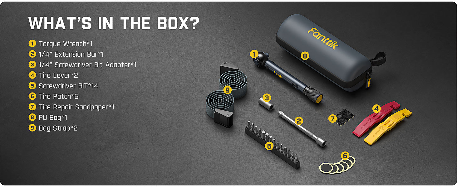 Fanttik WB10 Nova 1/4 Inch Drive Click Torque Wrench Set, 2-10 Nm, 14 Bits Dual-Direction Adjustable 72-Tooth Torque Wrench for Bike