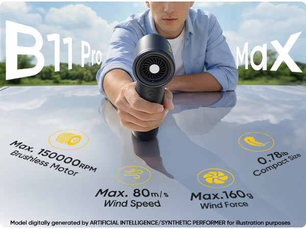 Person holding a air duster with product specifications on a reflective surface