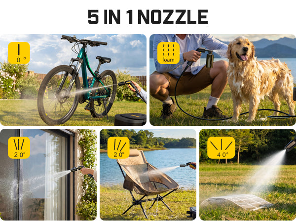 Fanttik NB10 Fold Cordless Electric Pressure Washer, Foldable Sprayer Washer w/3.2gal Tank, HD LED Display, 5-in-1 Nozzle, Max 220PSI, with Camping Light, Type-C Charging, for Patio, Camping