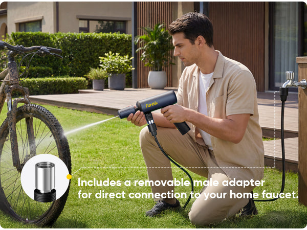 Fanttik NB10 Flip Portable Pressure Washer Gun, Foldable Cordless Pressure Washer Sprayer, Multi-Scenario Compatibility, 5-in-1 Nozzle, HD LED Display and Type-C Charging, for Patio, Camping, Bicycles