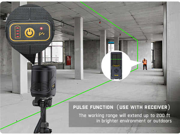 Fanttik D2 PLUS Cross Line Laser, Vertical Green Beam Spread Covers of 130°, DIY Self-leveling Mode, 2600mAh Built-in Rechargeable Battery, 100Ft Visibility, Pulse Mode, Class II (<1 mW max output)