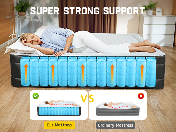 Fanttik OQ22 Pro Air Matress Queen with Built-in Pump, 22 Inches O'Smell™ PVC Air Mattress, One Button Inflation and Stop at Any Time, 720 LBS Support Airbed for Home,Outdoors,Sleepover