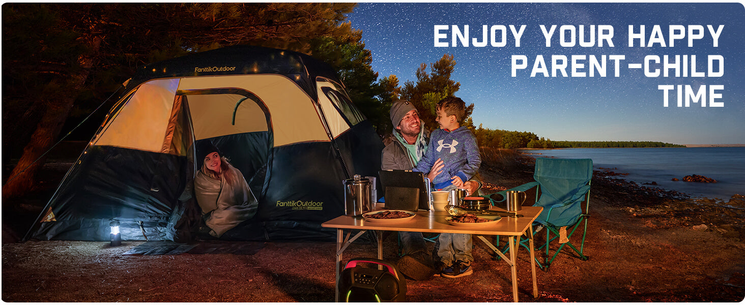 FanttikOutdoor Zeta C6 Pro Instant Cabin Tent 6 Person Camping Tent Setup in 60 Seconds with Rainfly & Windproof Tent with Carry Bag for Family Camping & Hiking, Upgraded Ventilation