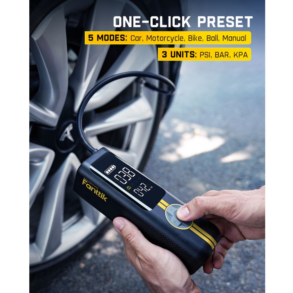 Fanttik X8 APEX EV Tire Inflator Portable Air Pump, 2X Faster Inflation, 150PSI Cordless Air Compressor with Pressure Gauge, Powerful Battery, Fits Electric Cars, Cars, Bike, Ball, Deluxe Package