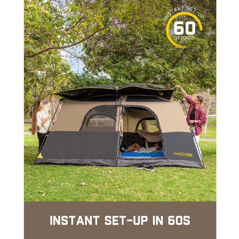 FanttikOutdoor Zeta C8 Pro Max Instant Cabin Tent 8 Person Camping Tent Setup in 60 Seconds with Rainfly & Windproof Tent with Carry Bag for Family Camping & Hiking, Upgraded Tent